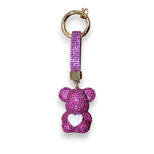 Sparkly Bear Heart Keychain Set