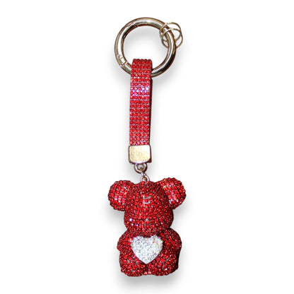 Sparkly Bear Heart Keychain Set