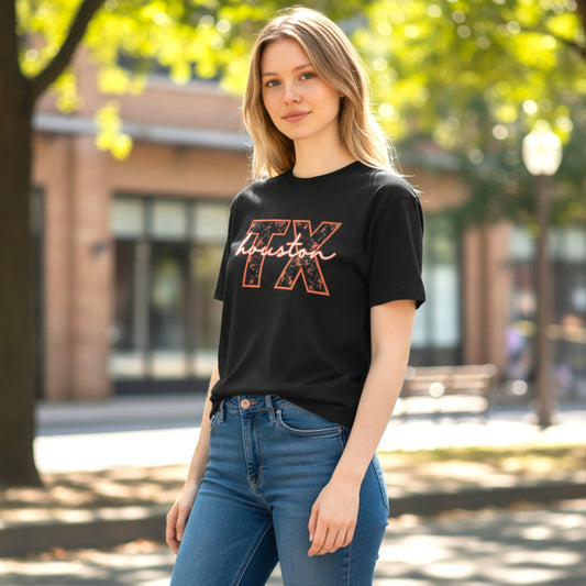 Texas Houston T-shirt-Black