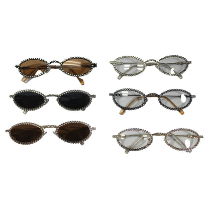 Oval Rhinestone Sunglass Set - KT23
