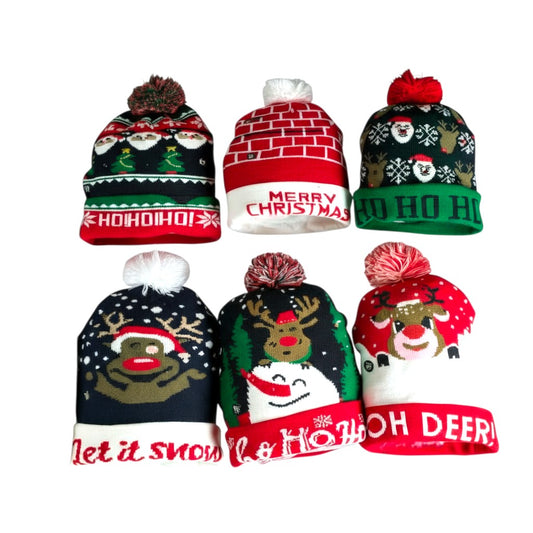 LED Light-Up Christmas Hats-6 PCS