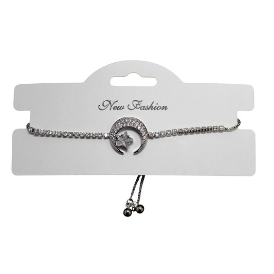 Sparkly Moon & Star Bracelet - Silver (1 Dzn)