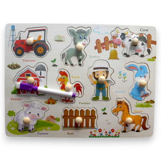 Farm-Themed Nail Art Puzzle Board (1 Dzn)