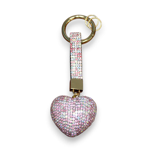 Sparkly Pink Puffy Heart Keychain Set (1 Dzn)
