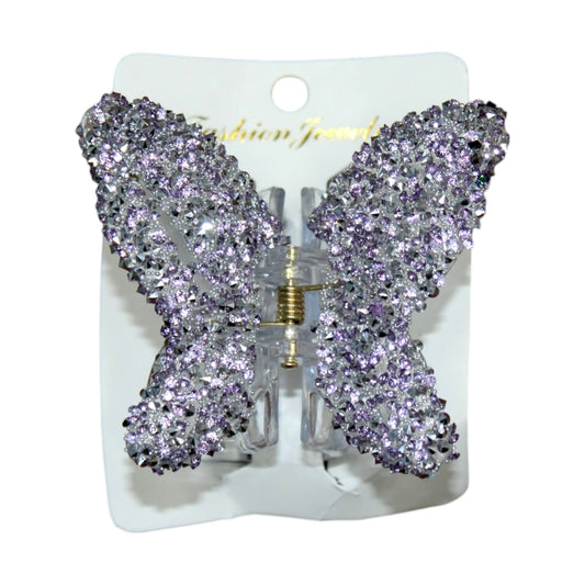 Sparkly Butterfly Hair Clip - Purple (1 Dzn)