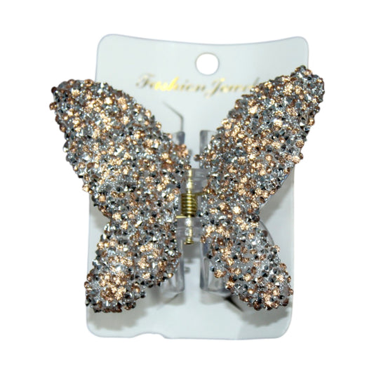 Sparkly Butterfly Hair Clip - Rose Gold (1 Dzn)