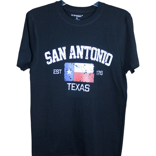 San Antonio est.1718 Flag T-Shirt - Black