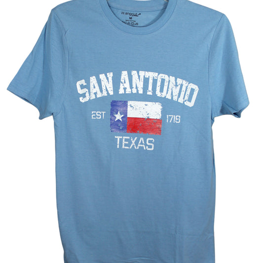 San Antonio est.1718 Flag T-Shirt - Blue
