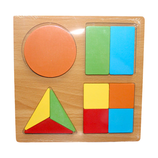Wooden Shape and Fraction Puzzle Board (1 Dzn)