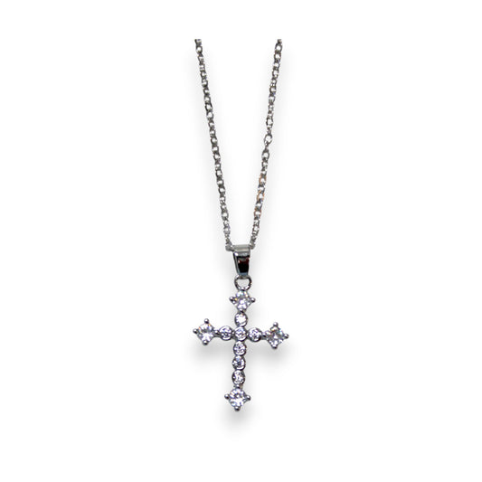 Sparkly Cross Necklace - Silver (1 Dzn)