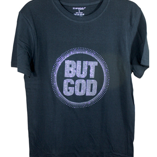Sparkly 'But God' T-Shirt - Black