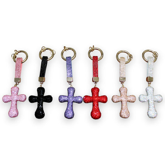 Sparkly Cross Keychain Set