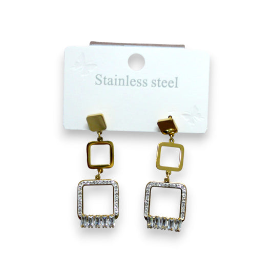 Triple Square Earring - Gold (1 Dzn)