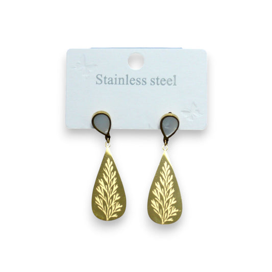 Leaf Teardrop Earring - Gold (1 Dzn)