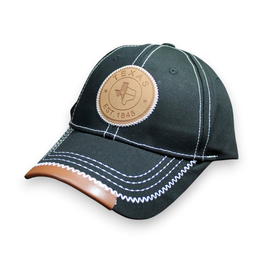 Texas Leather Patch Hat - Black (1 Dzn)