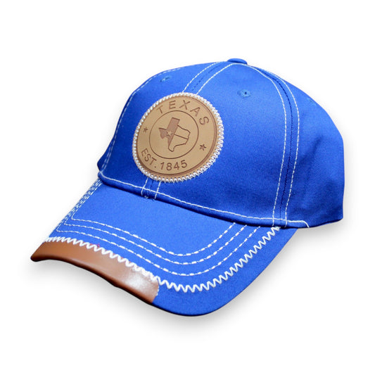 Texas Leather Patch Hat - Blue (1 Dzn)