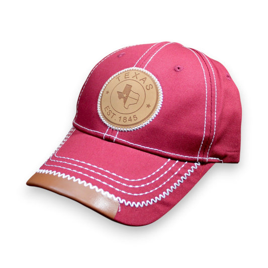 Texas Leather Patch Hat - Red (1 Dzn)