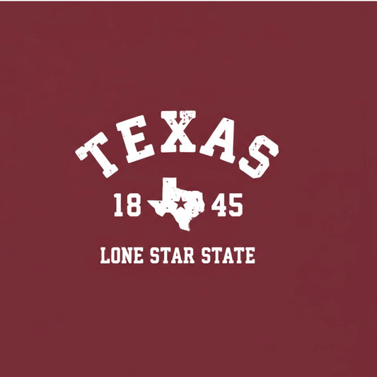 Texas 1845 Lone Star State-Maroon