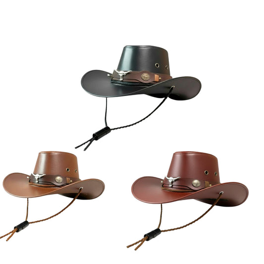 Longhorn Leather Cowboy Hat-(1 Dzn)