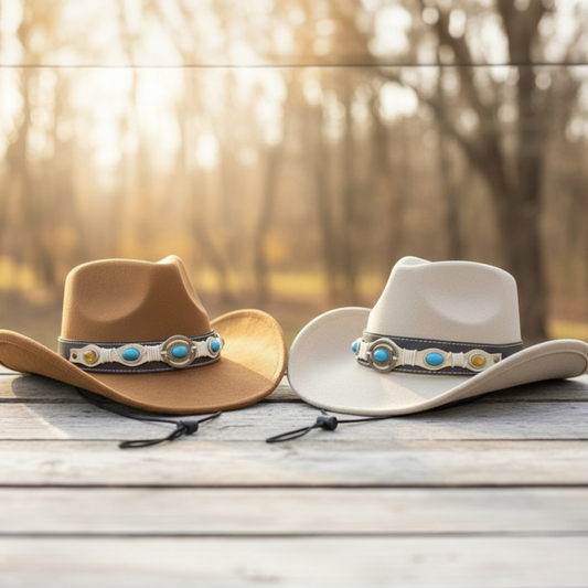 Cowboy Hat with Turquoise Concho Band-(1 DZN)