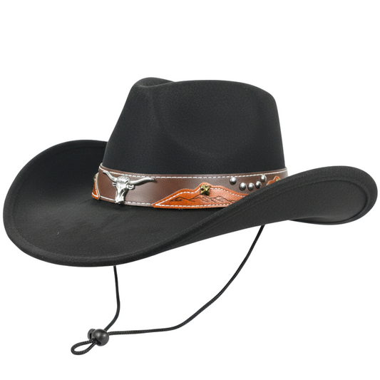 Longhorn strap leather Cowboy Hat-(1 DZN)