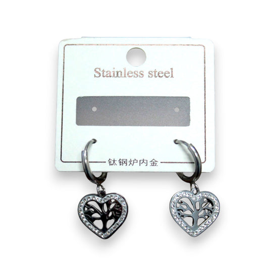 Tree Heart Earring - Silver (1 Dzn)