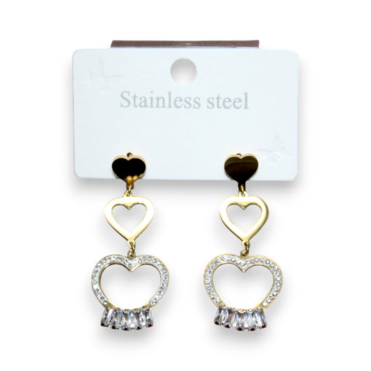 Triple Heart Earring - Gold (1 Dzn)