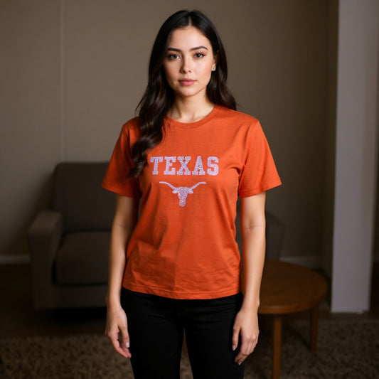 Sparkly Texas Longhorn T-Shirt - Orange