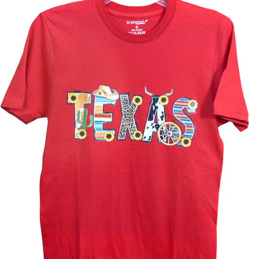 Texas Art T-Shirt - Red