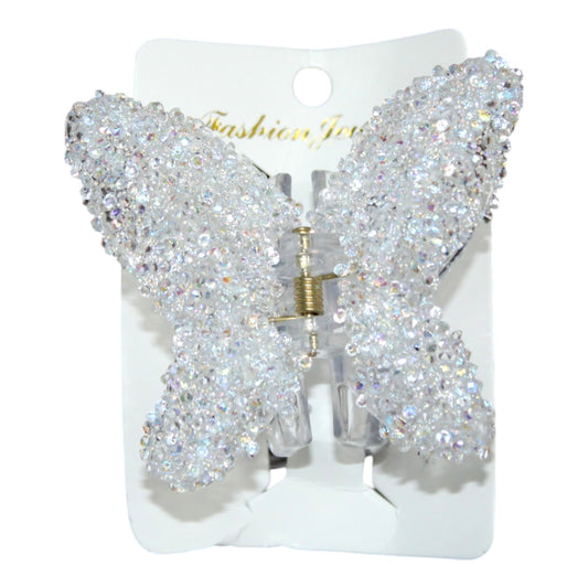 Sparkly Butterfly Hair Clip - White (1 Dzn)