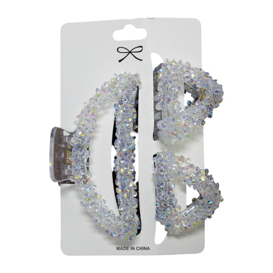 Sparkly Hair Clip Set - White (1 Dzn)