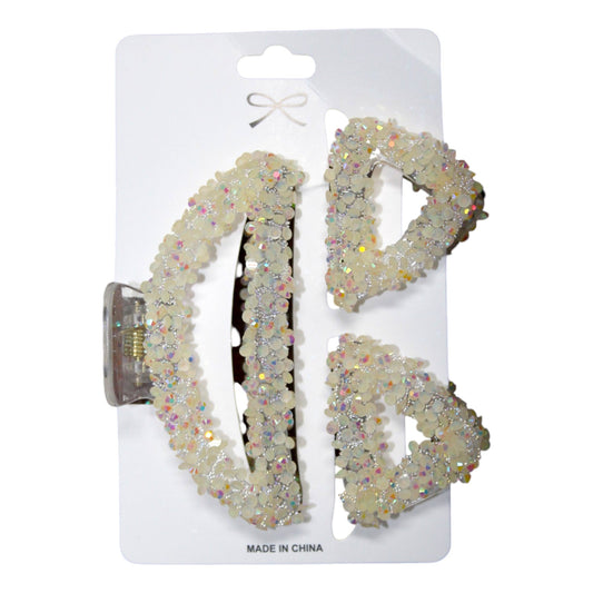 Sparkly Hair Clip Set - Yellow (1 Dzn)